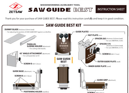 SawGuide Best INSTRUCTION SHEET